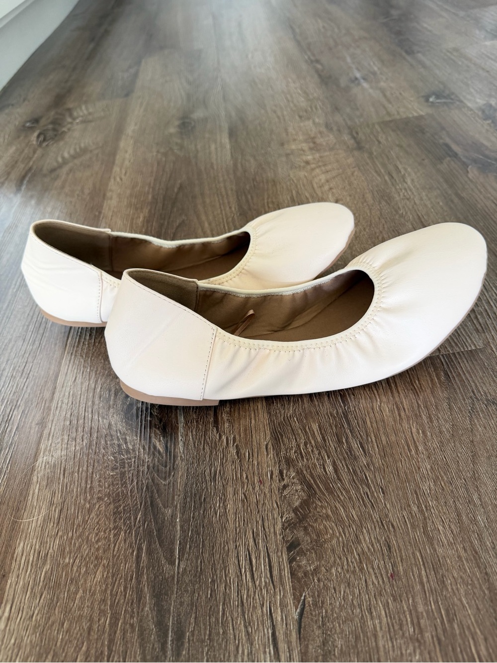 Women’s Cream Ballet Flats - Comfortable Slip-On Flats - Picture 2 of 3